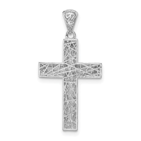 Sterling Silver Rhodium-plated Polished D/C Cross Pendant