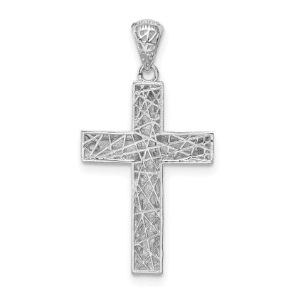 Sterling Silver Rhodium-plated Polished D/C Cross Pendant