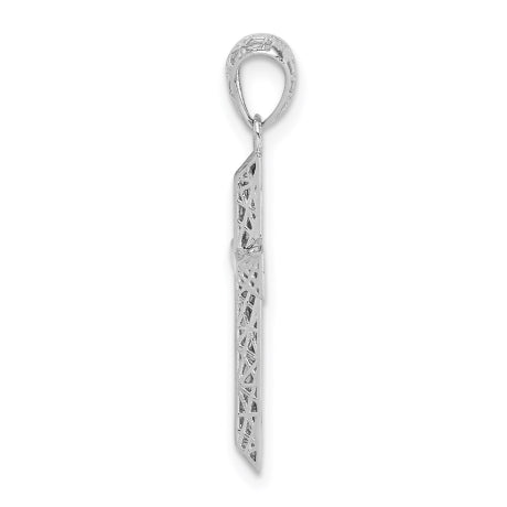 Sterling Silver Rhodium-plated Polished Cross Pendant
