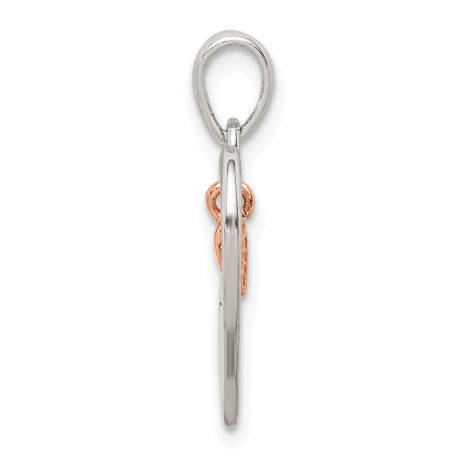 Sterling Silver & Rose Enamel LOVE YOU MORE Heart Pe