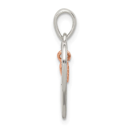 Sterling Silver & Rose Enamel LOVE YOU MORE Heart Pe