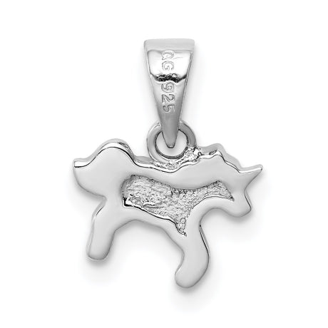 Sterling Silver Rhodium-plated Childs Enameled Unicorn Pendant