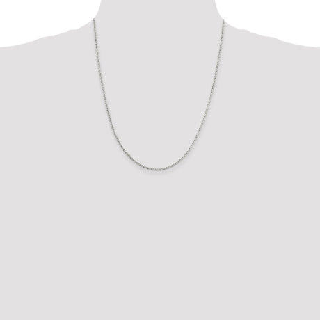 Sterling Silver 2mm Beveled Oval Cable Chain