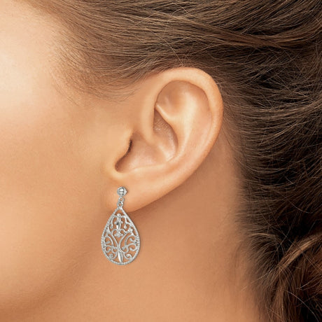 Sterling Silver Polished Diamond-cut Post Earrings