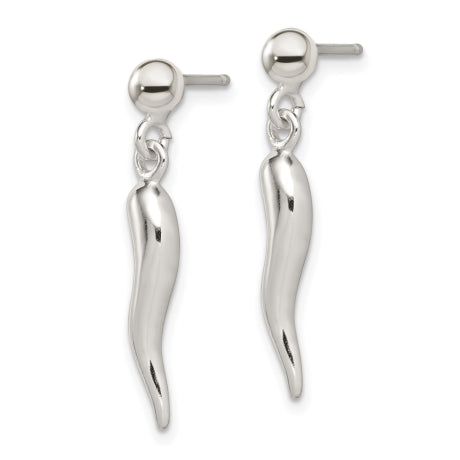 Sterling Silver Italian Horn Earrings