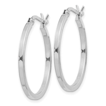 Sterling Silver Rhodium-plated 1.5x25mm Hoop Earrings