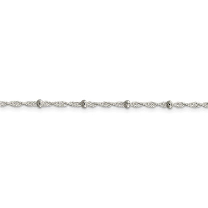 Sterling Silver 2.5mm Singapore w/ Beads Chain Anklet