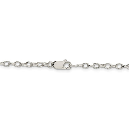 Sterling Silver 3mm Fancy Patterned Rolo Chain