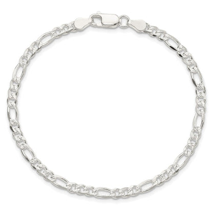 Sterling Silver 4mm Pav������������������ Flat Figaro Chain