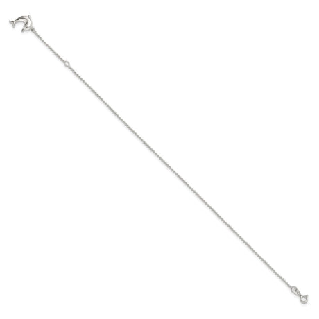 Sterling Silver 9in Plus 1in Ext Polished Dolphin Anklet