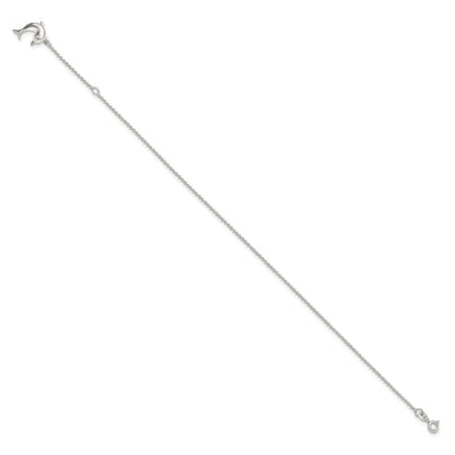 Sterling Silver 9in Plus 1in Ext Polished Dolphin Anklet