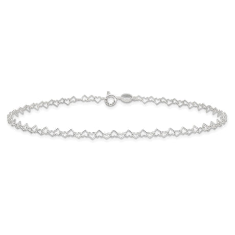 Sterling Silver 0.5mm Fancy Heart Link Anklet