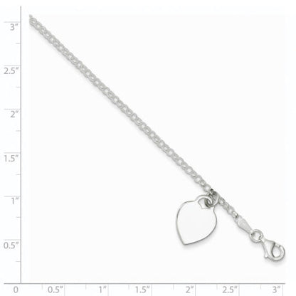 Sterling Silver Engraveable Heart 6 in Childs Bracelet