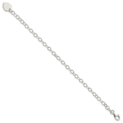 Sterling Silver Engraveable Heart Charm Childs Bracelet