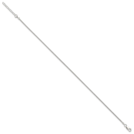 Sterling Silver 1.5mm Round Snake Chain 9in Plus 1in ext. Anklet