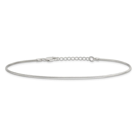 Sterling Silver 1.5mm Round Snake Chain 9in Plus 1in ext. Anklet