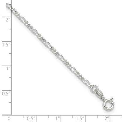Sterling Silver Diamond Cut Polished Figaro 9in Plus 1in ext. Anklet