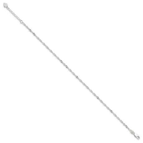 Sterling Silver D/C Polished 9in Including a 1in Ext. Anklet