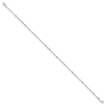 Sterling Silver D/C Polished 9in Including a 1in Ext. Anklet
