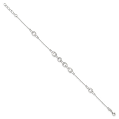 Sterling Silver Polished w/1in. Ext. Fancy Link Anklet