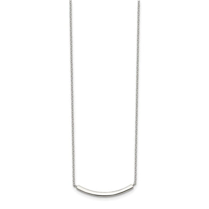 Sterling Silver Rhodium-plated w/2in ext. Bar Necklace