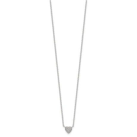 Sterling Silver Rhodium-plated Polished CZ Heart 16 inch Necklace