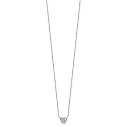 Sterling Silver Rhodium-plated Polished CZ Heart 16 inch Necklace
