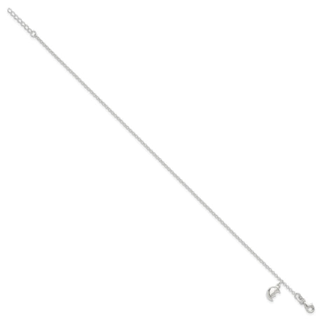 Sterling Silver Moon 10 inch Plus 1 inch ext. Anklet