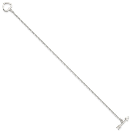 Sterling Silver Polished Heart with Arrow 7.5in Toggle Bracelet