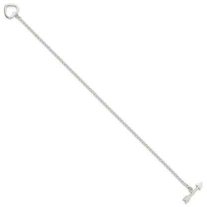 Sterling Silver Polished Heart with Arrow 7.5in Toggle Bracelet