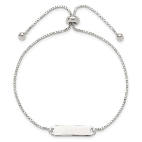 Sterling Silver Polished Bar Adjustable Bracelet