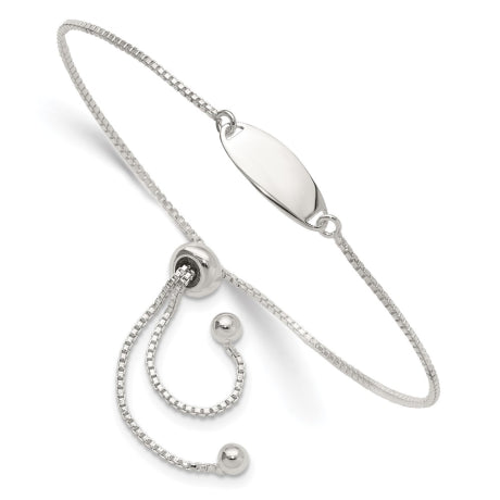 Sterling Silver Polished Bar Adjustable Bracelet