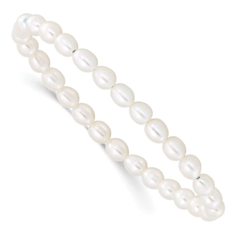 Children's 4-5mm White Rice FW Cultured Pearl Stretch Bracelet
