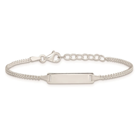 Sterling Silver Polished ID Plate with .75in ext. Children's Bracelet