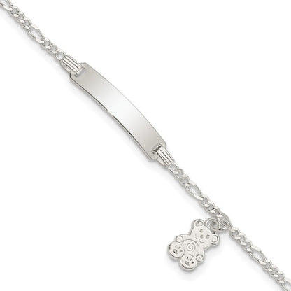 Sterling Silver Children's ID with Teddy Bear Charm Bracelet