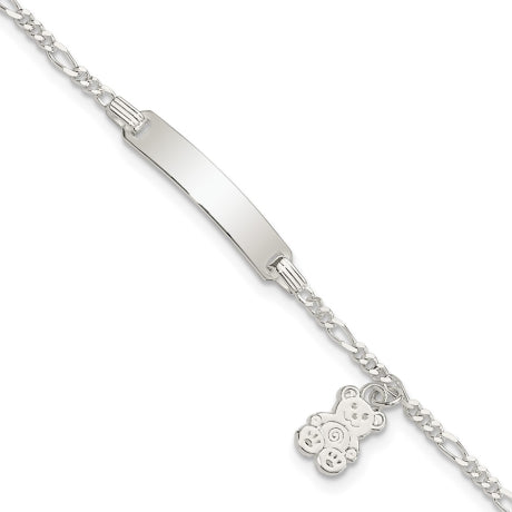 Sterling Silver Children's ID with Teddy Bear Charm Bracelet