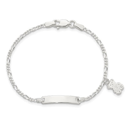 Sterling Silver Children's ID with Teddy Bear Charm Bracelet