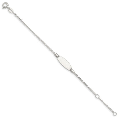 Sterling Silver Childrens 5in Plus 1in Ext ID Figaro Link Bracelet