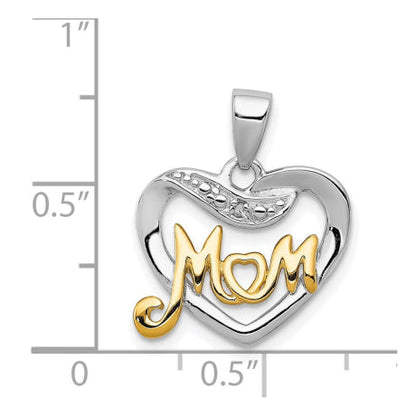 Sterling Silver Vermeil Diamond Mom Pendant