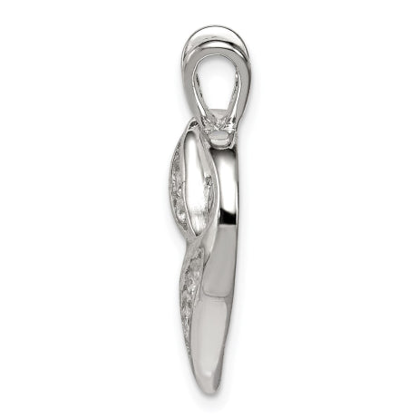 Sterling Silver Rhodium-plated CZ Heart Pendant