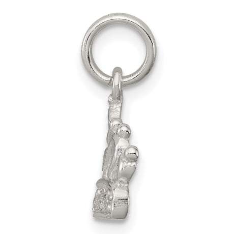 Sterling Silver CZ Polished Crown Charm
