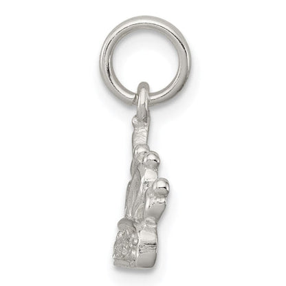 Sterling Silver CZ Polished Crown Charm