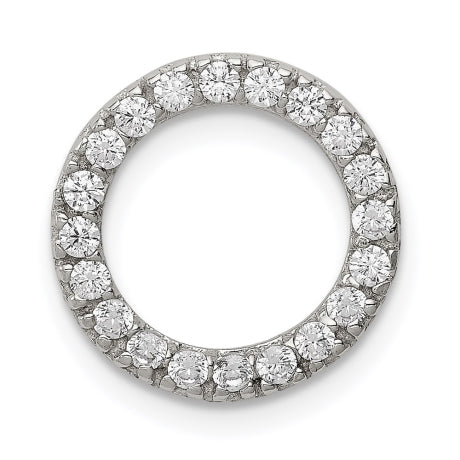 Sterling Silver Rhodium-plated CZ Round Pendant