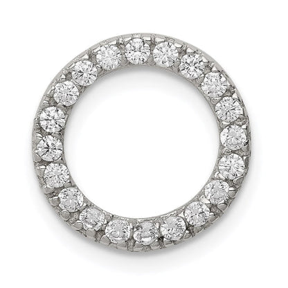 Sterling Silver Rhodium-plated CZ Round Pendant