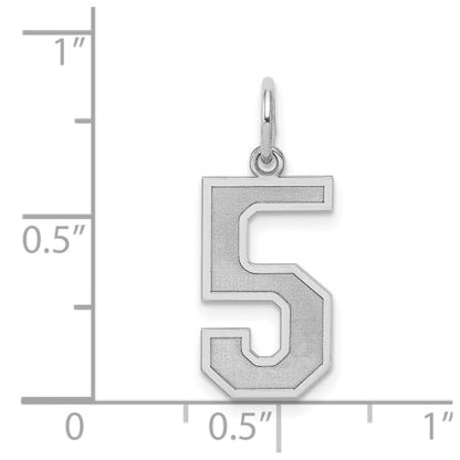 Sterling Silver/Rhodium-plated Satin Number 5 Charm
