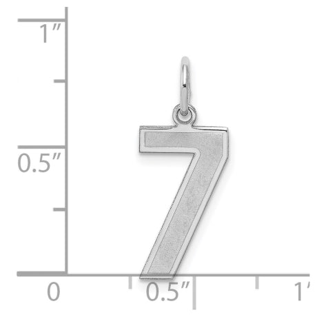 Sterling Silver/Rhodium-plated Satin Number 7 Charm