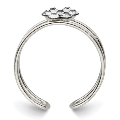 Sterling Silver CZ Flower Toe Ring