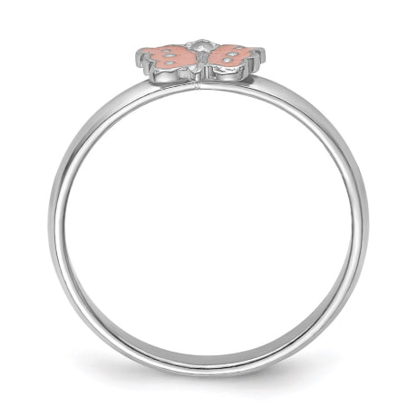 Sterling Silver RH Plated Child's Enameled Butterfly Ring
