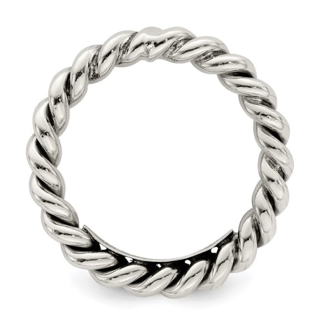 Sterling Silver Polished Twisted 3mm Women's Ring