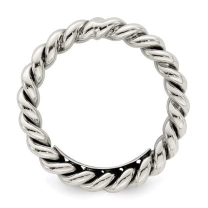 Sterling Silver Polished Twisted 3mm Women's Ring